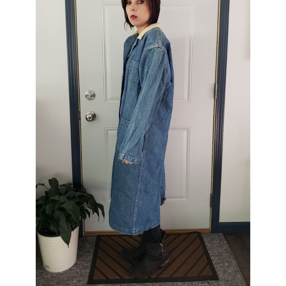 90s Denim Trench Coat - Picture 2 of 4